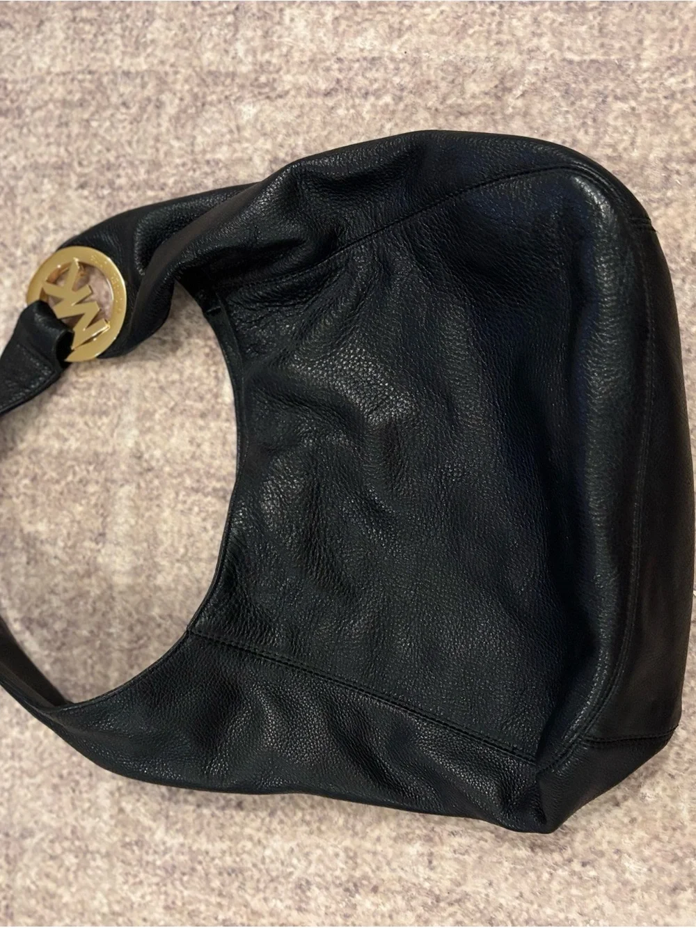MICHAEL Michael Kors Black Leather Tote with Branded Interior